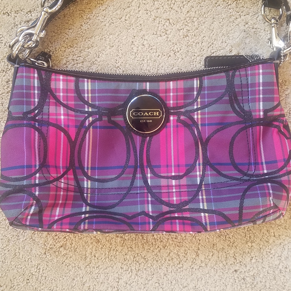 COACH - Crossbody & Shoulder Purse - Purple and Pink Plaid - Small